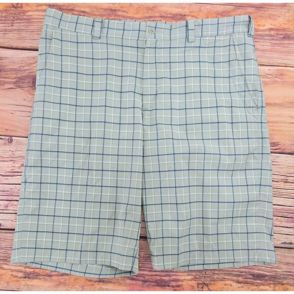 Nike Golf Mens Plaid Performance Shorts 36 Gray/Blue Polyester/Spandex - Picture 1 of 6